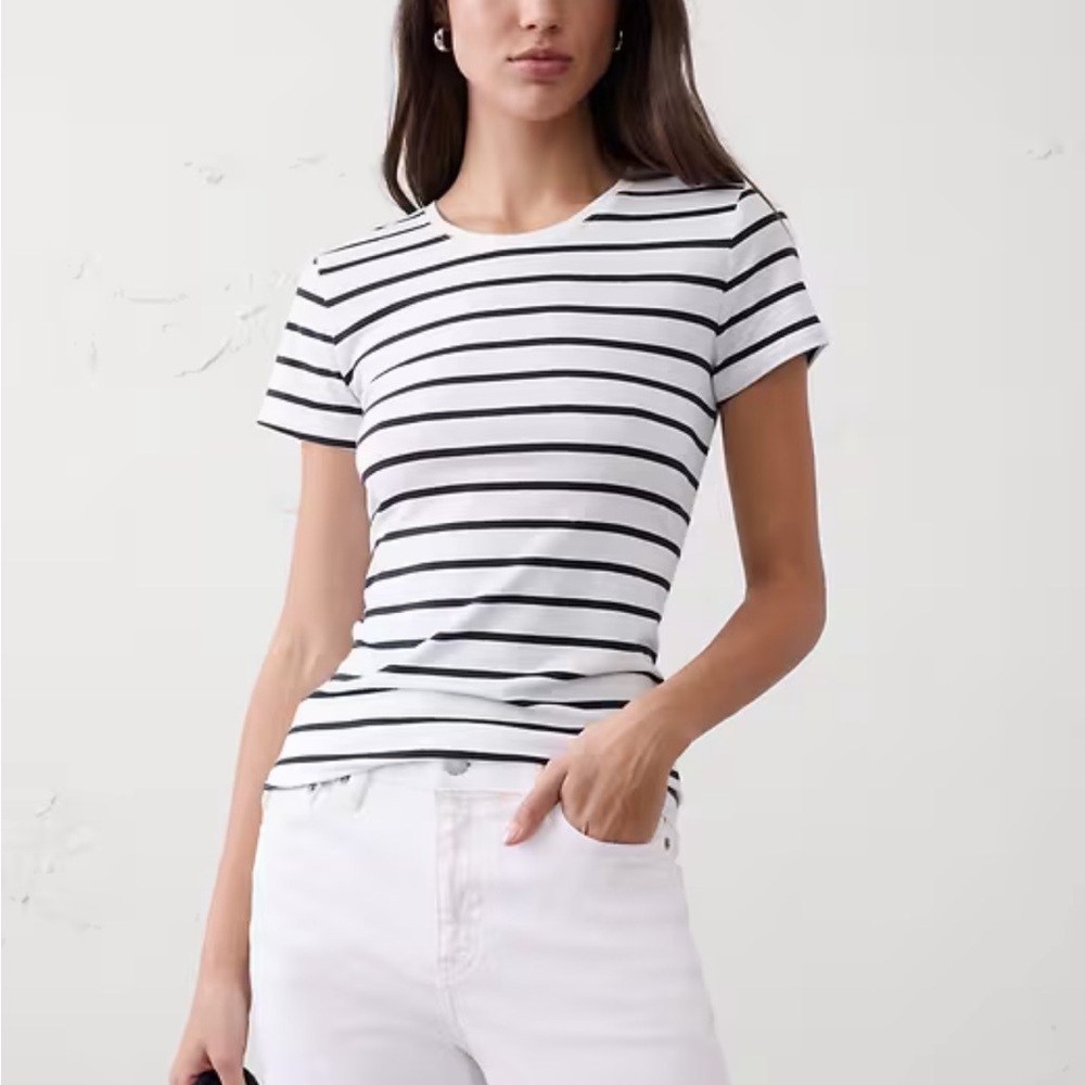 Madewell Black And White Striped Short Sleeve Tee